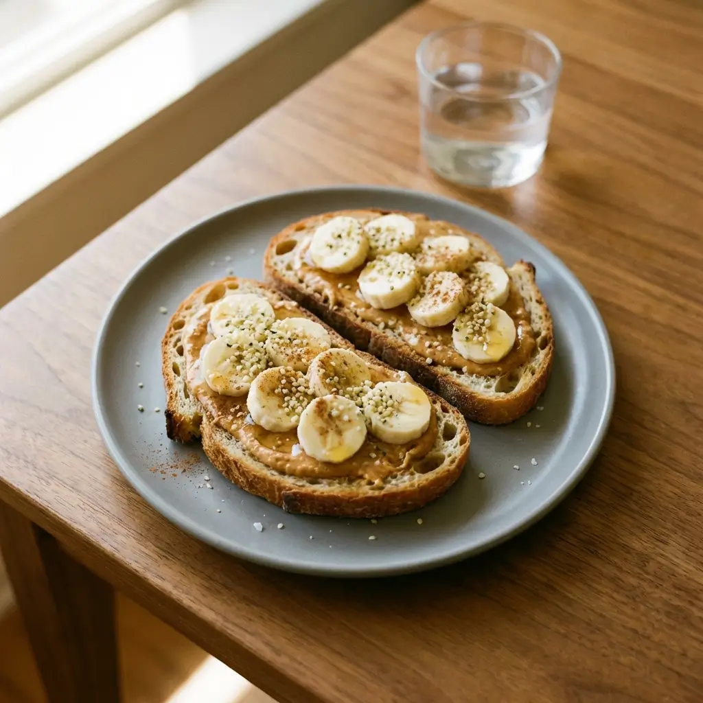 Peanut Butter, Banana & Hemp Heart Toast